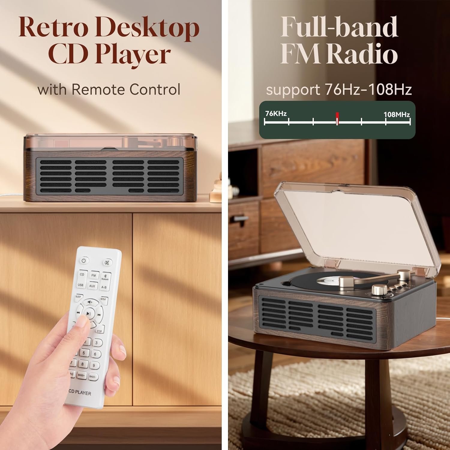 Gueray Bluetooth CD Player for Home Stereo with FM Radio and Built - in Speaker - GuerayGueray Bluetooth CD Player for Home Stereo with FM Radio and Built - in Speaker