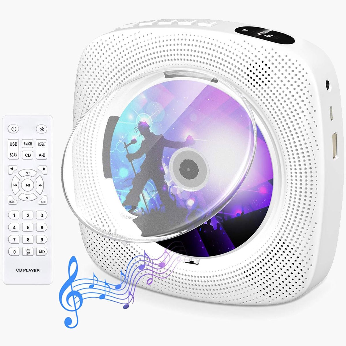 Gueray CD LCD Display Wall Mounted Built - in HiFi Speaker Bluetooth Player - GuerayGueray CD LCD Display Wall Mounted Built - in HiFi Speaker Bluetooth Player