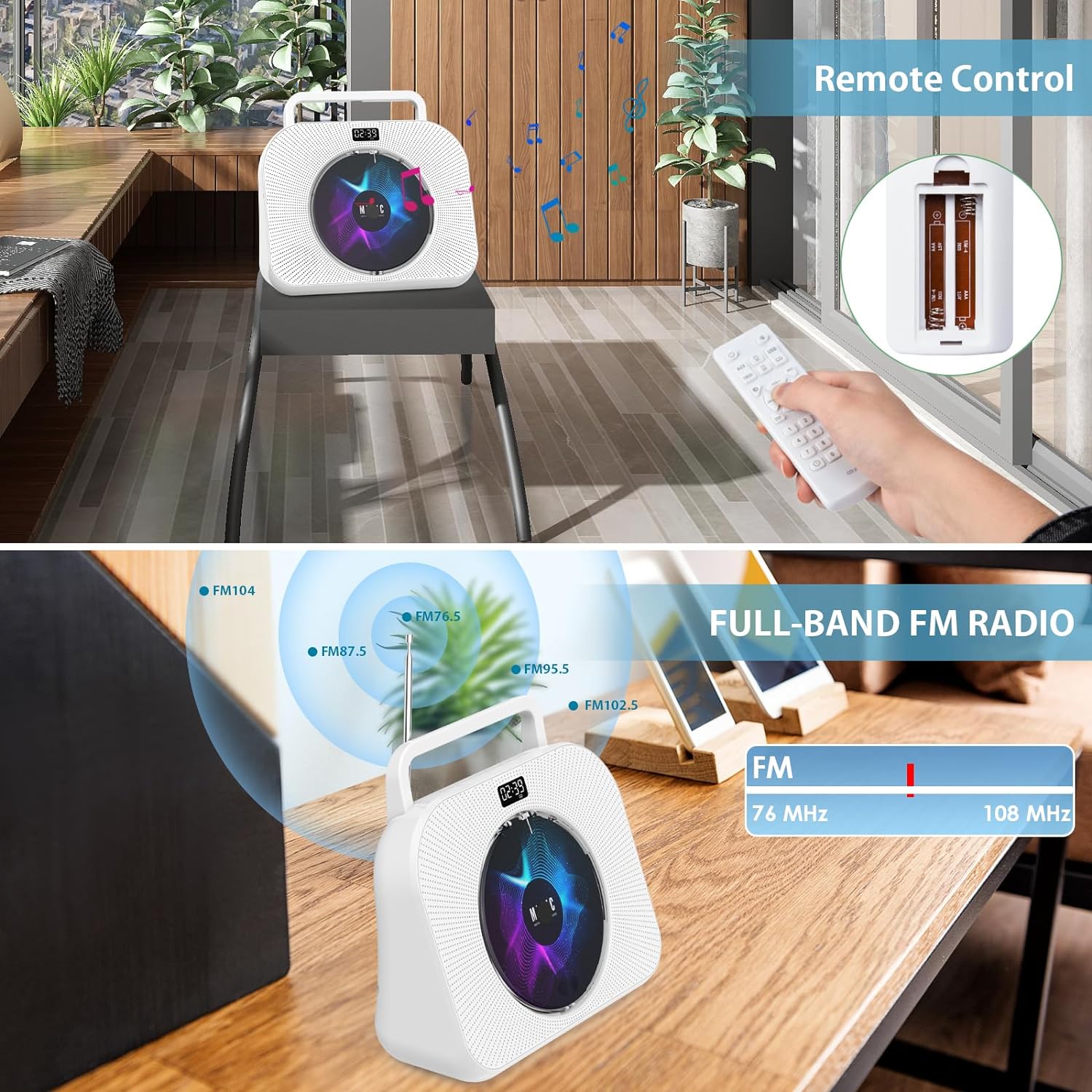 Gueray Desktop CD Player with Bluetooth and Radio, supports USB/AUX/TF Card - GuerayGueray Desktop CD Player with Bluetooth and Radio, supports USB/AUX/TF Card