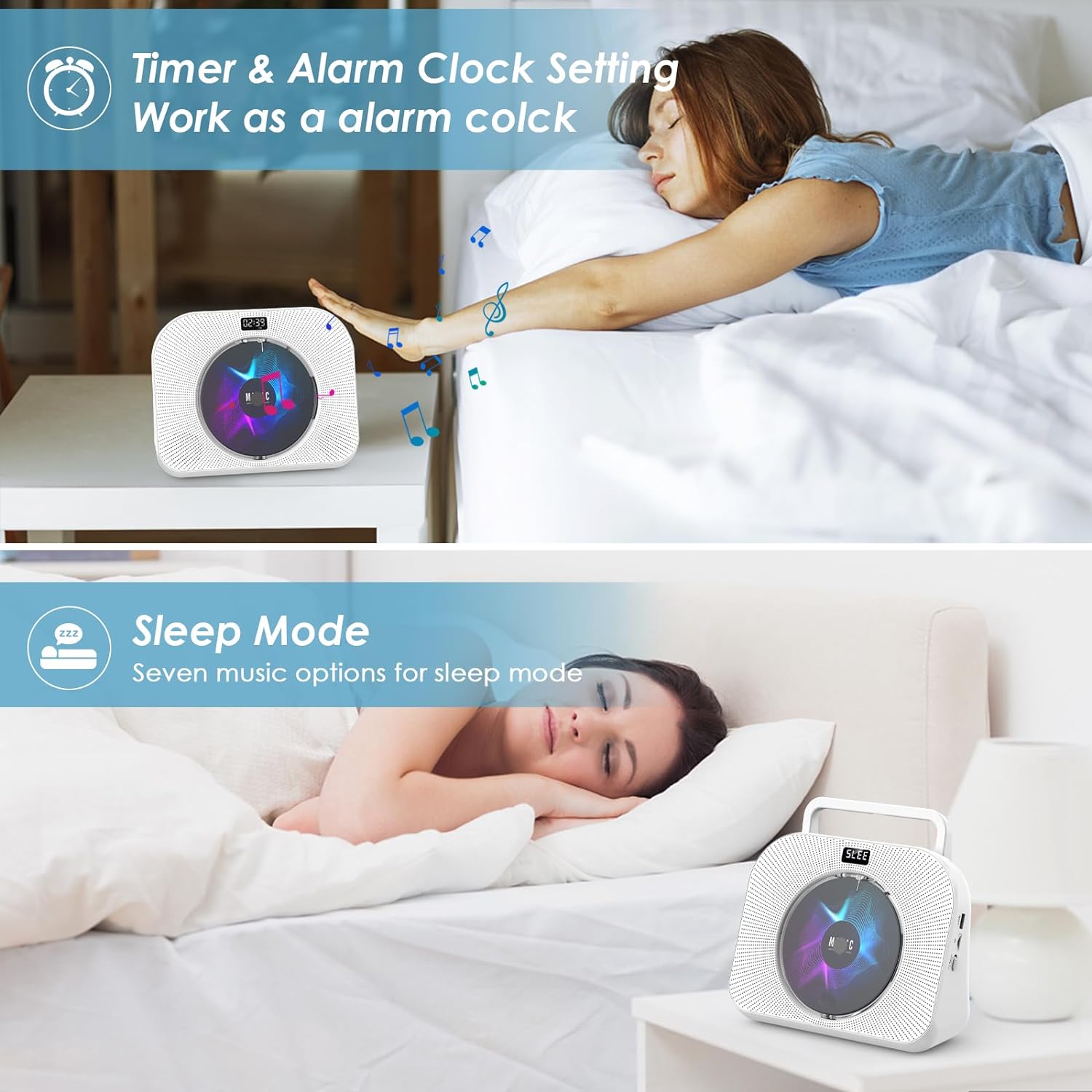 Gueray Desktop CD Player with Bluetooth and Radio, supports USB/AUX/TF Card - GuerayGueray Desktop CD Player with Bluetooth and Radio, supports USB/AUX/TF Card