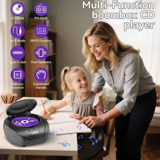 Gueray Portable CD Player Boombox with FM Radio & AUX/USB - GuerayGueray Portable CD Player Boombox with FM Radio & AUX/USB