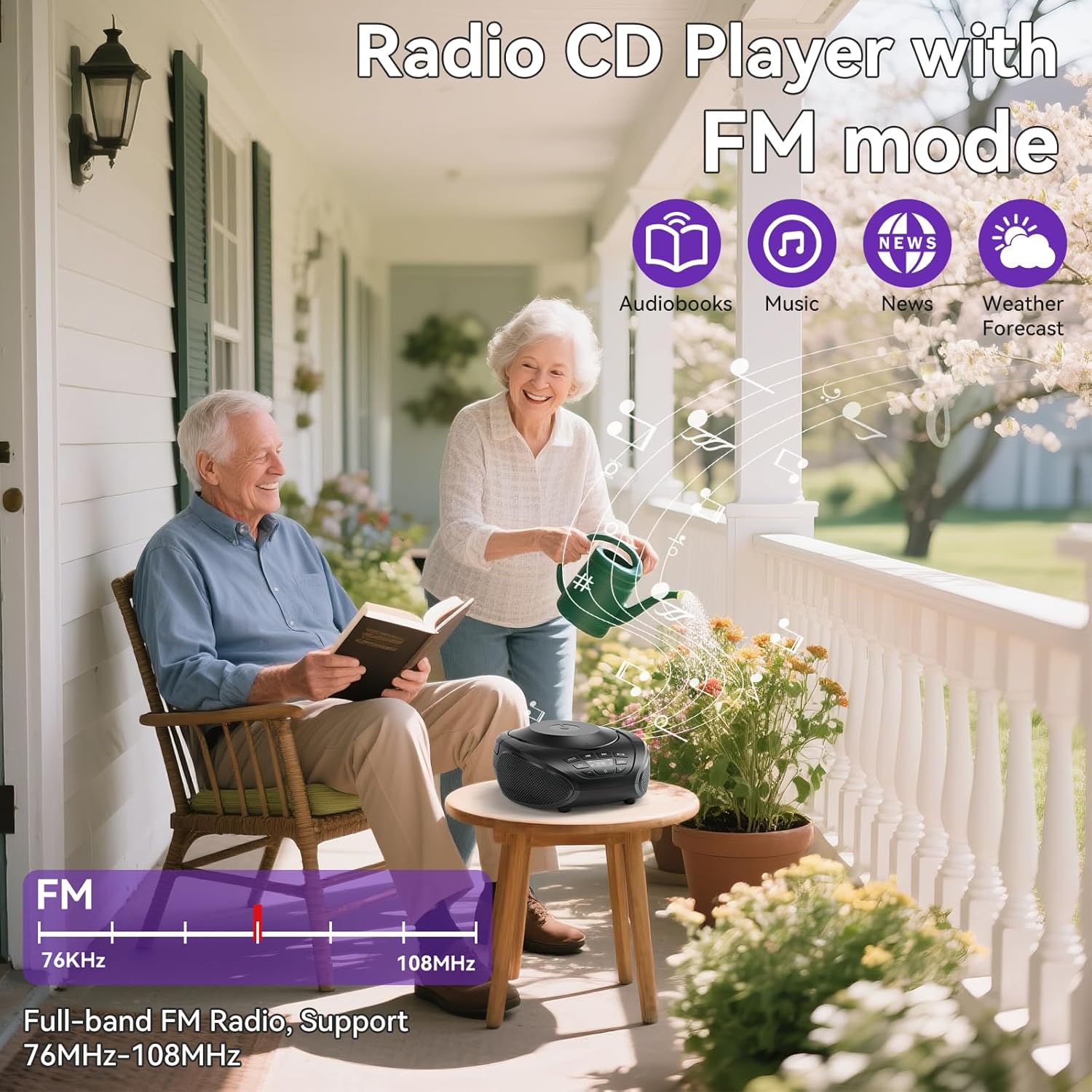 Gueray Portable CD Player Boombox with FM Radio & AUX/USB - GuerayGueray Portable CD Player Boombox with FM Radio & AUX/USB