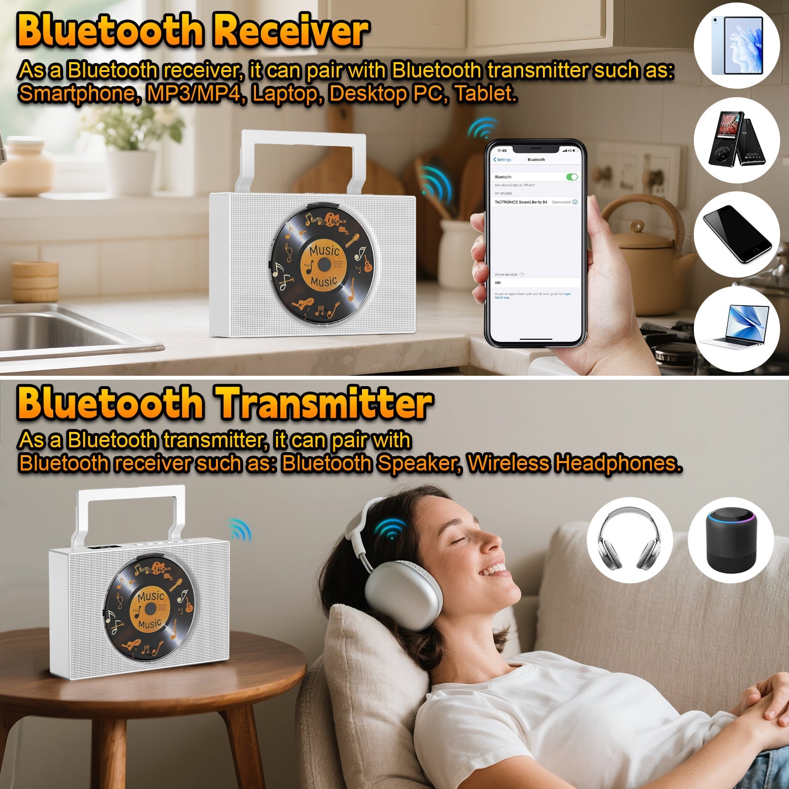 Gueray Portable CD Player for Home – Bluetooth | Hi - Fi Stereo | FM Radio - GuerayGueray Portable CD Player for Home – Bluetooth | Hi - Fi Stereo | FM Radio