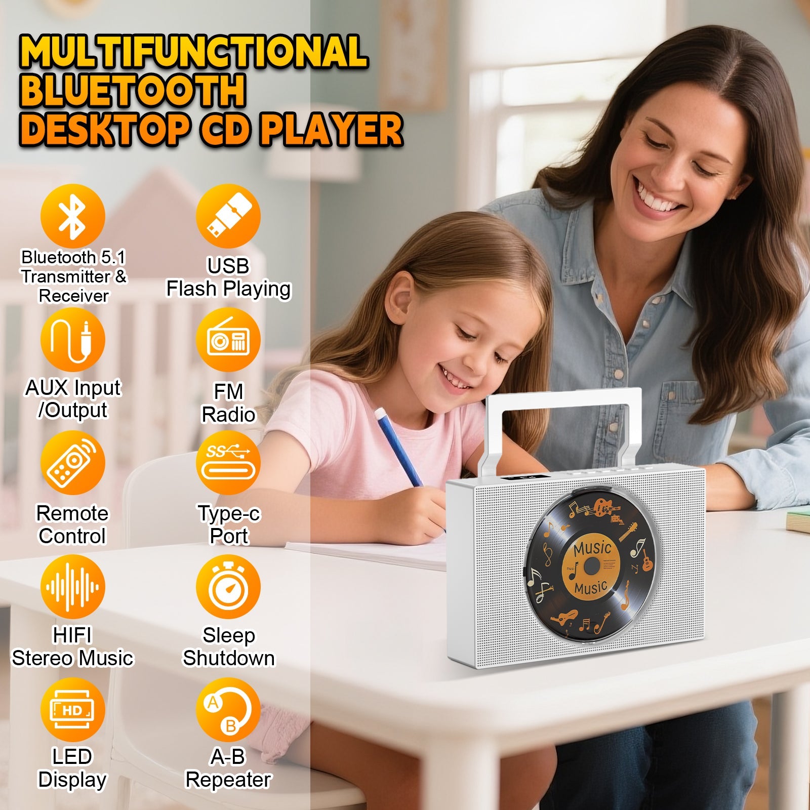 Gueray Portable CD Player for Home – Bluetooth | Hi - Fi Stereo | FM Radio - GuerayGueray Portable CD Player for Home – Bluetooth | Hi - Fi Stereo | FM Radio