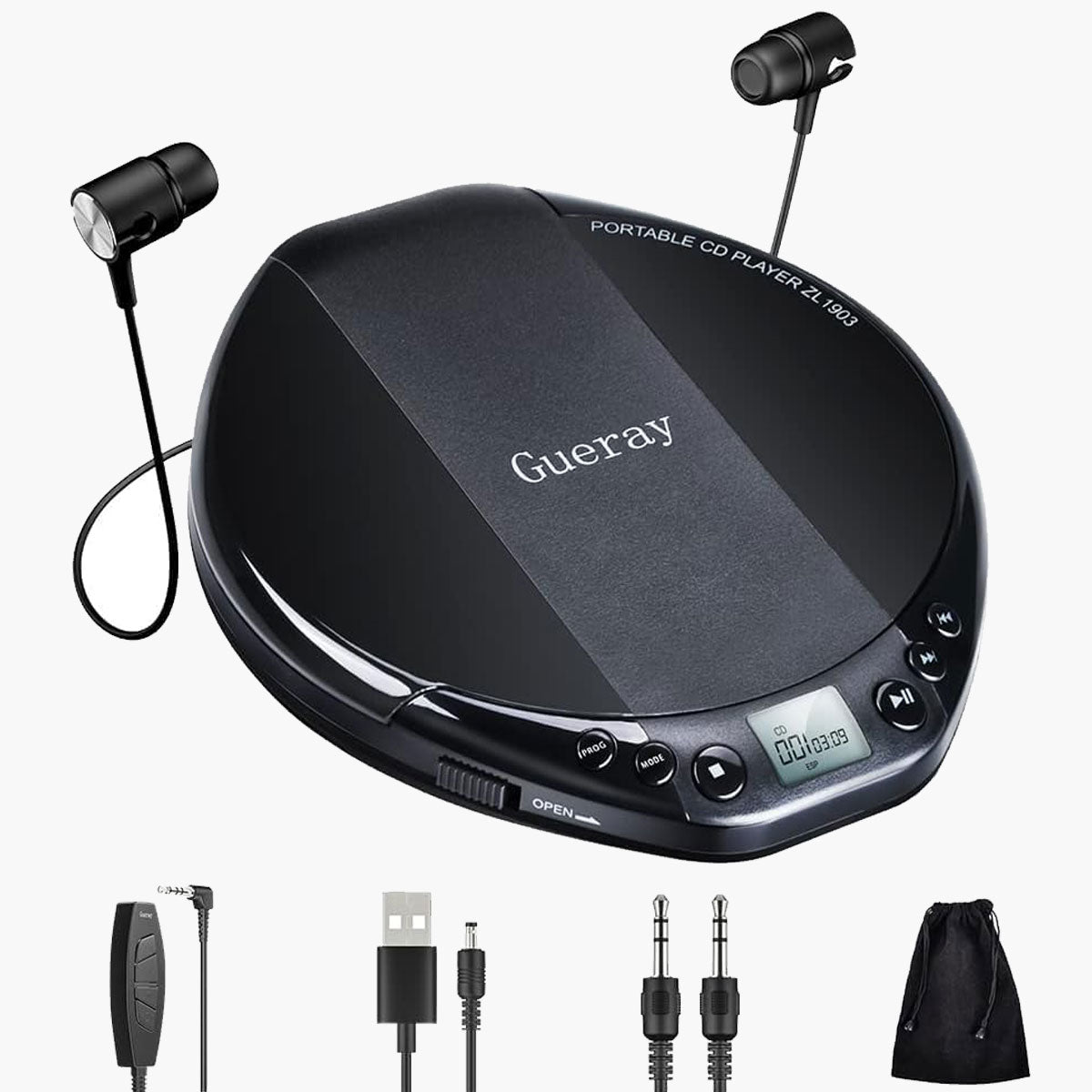Gueray Portable CD Player HiFi Classic Personal CD Discman with Headphone - GuerayGueray Portable CD Player HiFi Classic Personal CD Discman with Headphone