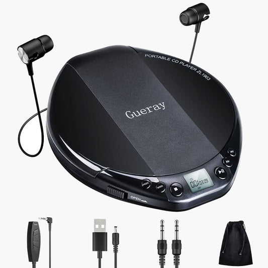 Gueray Portable CD Player HiFi Classic Personal CD Discman with Headphone - GuerayGueray Portable CD Player HiFi Classic Personal CD Discman with Headphone
