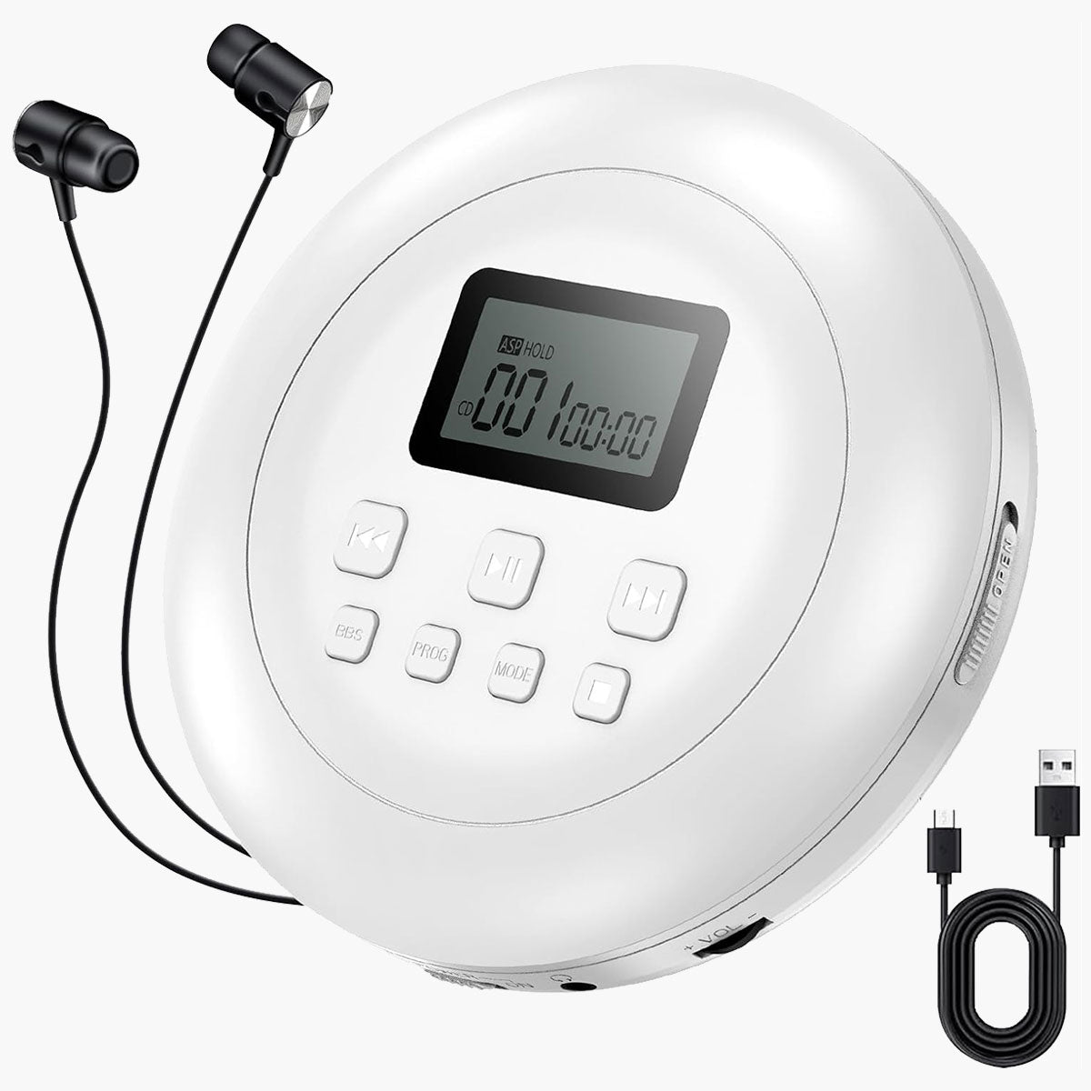 Gueray Portable CD Player Personal with Headphones White - GuerayGueray Portable CD Player Personal with Headphones White