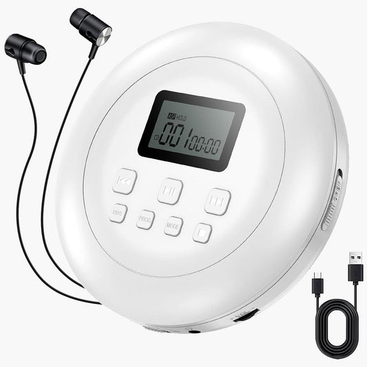 Gueray Portable CD Player Personal with Headphones White - GuerayGueray Portable CD Player Personal with Headphones White