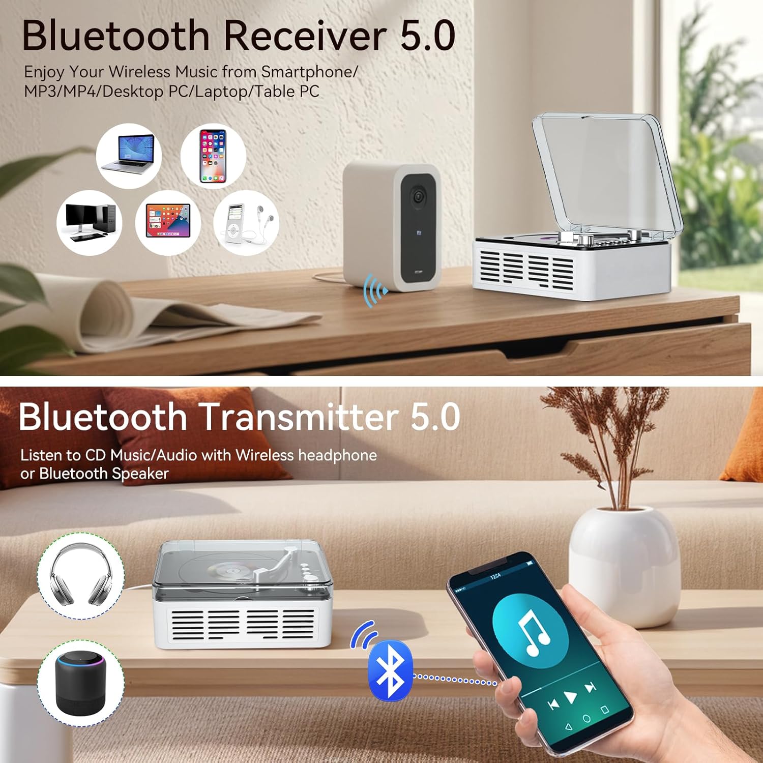 Gueray White CD Player – Bluetooth, Hi - Fi Stereo & FM Radio - GuerayGueray White CD Player – Bluetooth, Hi - Fi Stereo & FM Radio