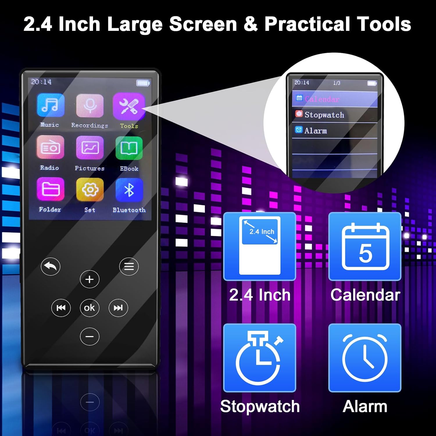 MP3 Player Bluetooth with FM Radio Recorder 64GB (M3) - GuerayMP3 Player Bluetooth with FM Radio Recorder 64GB (M3)