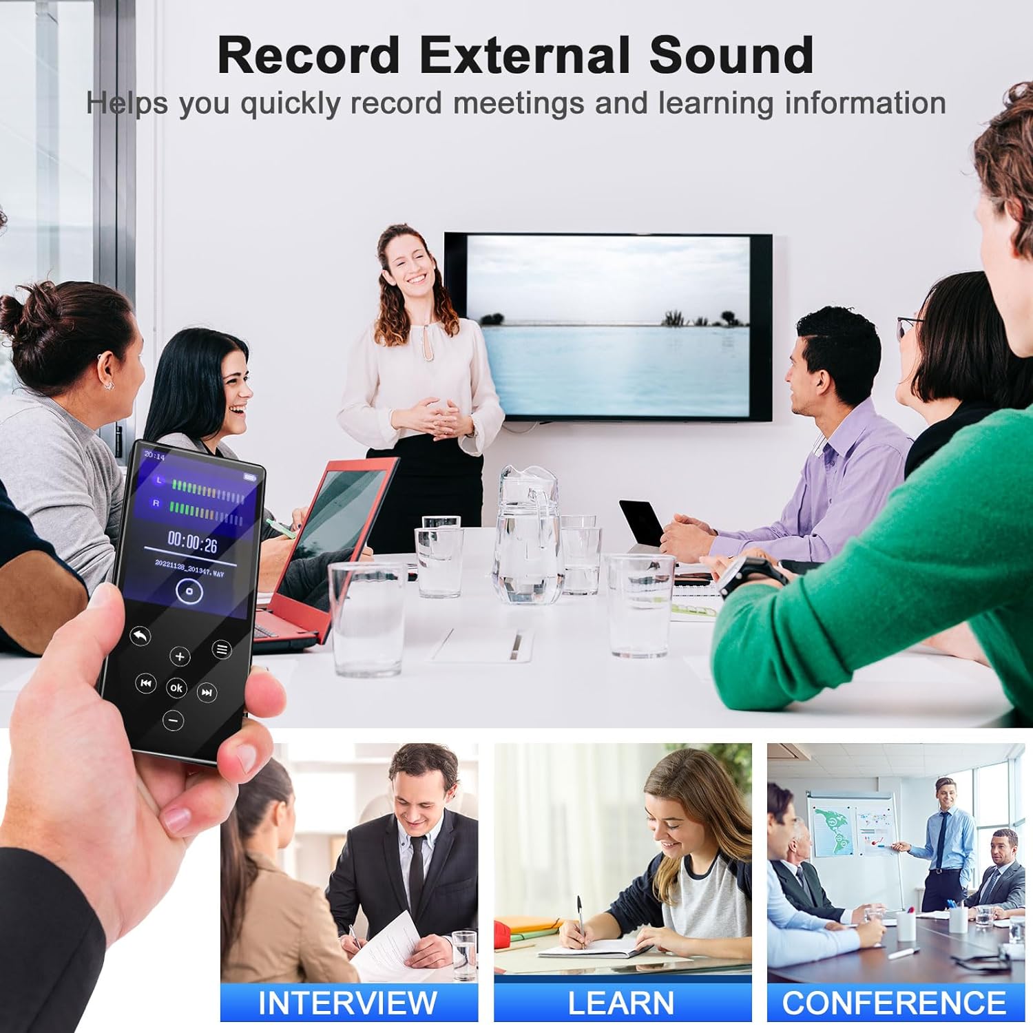 MP3 Player Bluetooth with FM Radio Recorder 64GB (M3) - GuerayMP3 Player Bluetooth with FM Radio Recorder 64GB (M3)