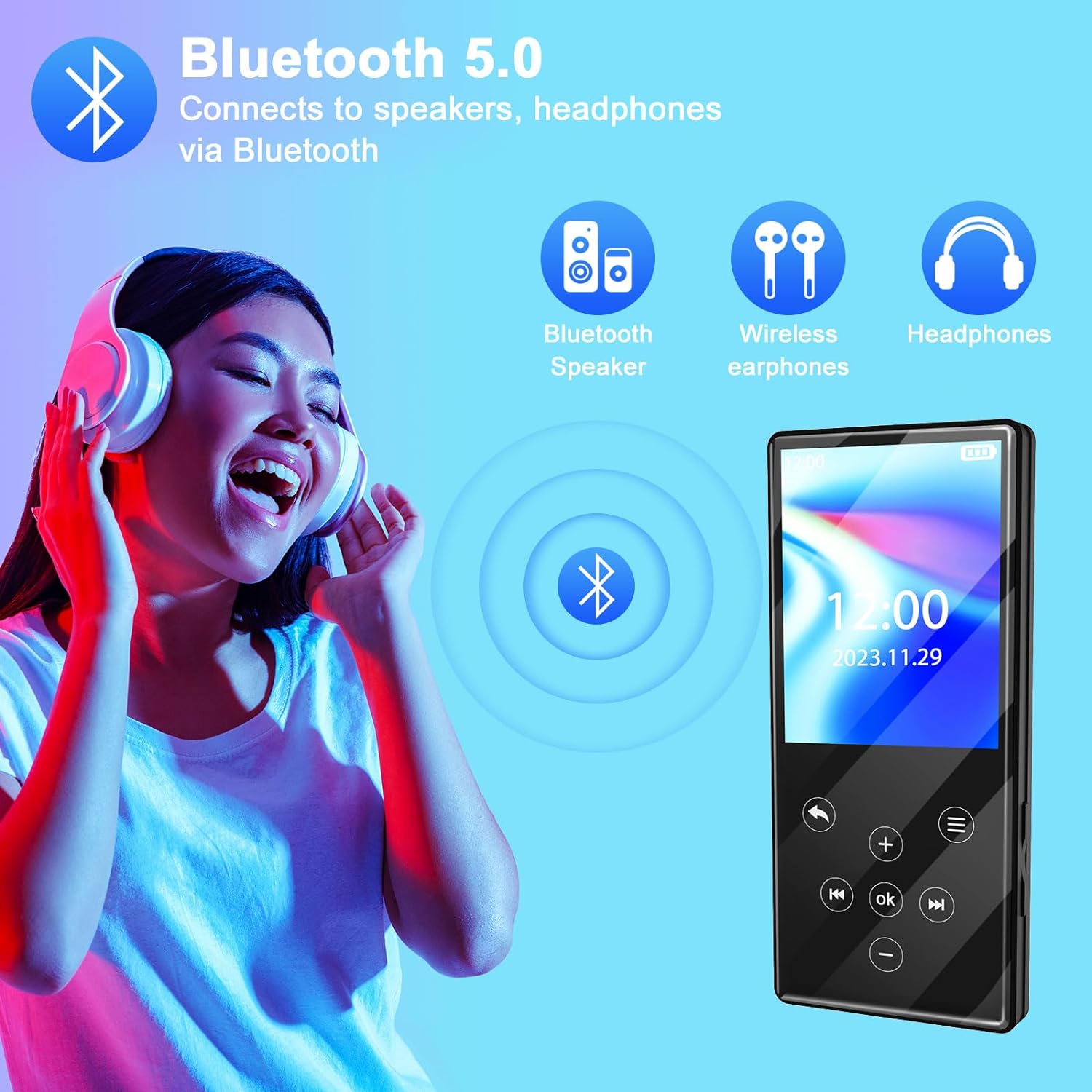 MP3 Player Bluetooth with FM Radio Recorder 64GB (M3) - GuerayMP3 Player Bluetooth with FM Radio Recorder 64GB (M3)