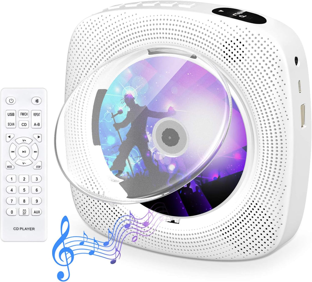 Gueray CD LCD Display Wall Mounted Built-in HiFi Speaker Bluetooth Player