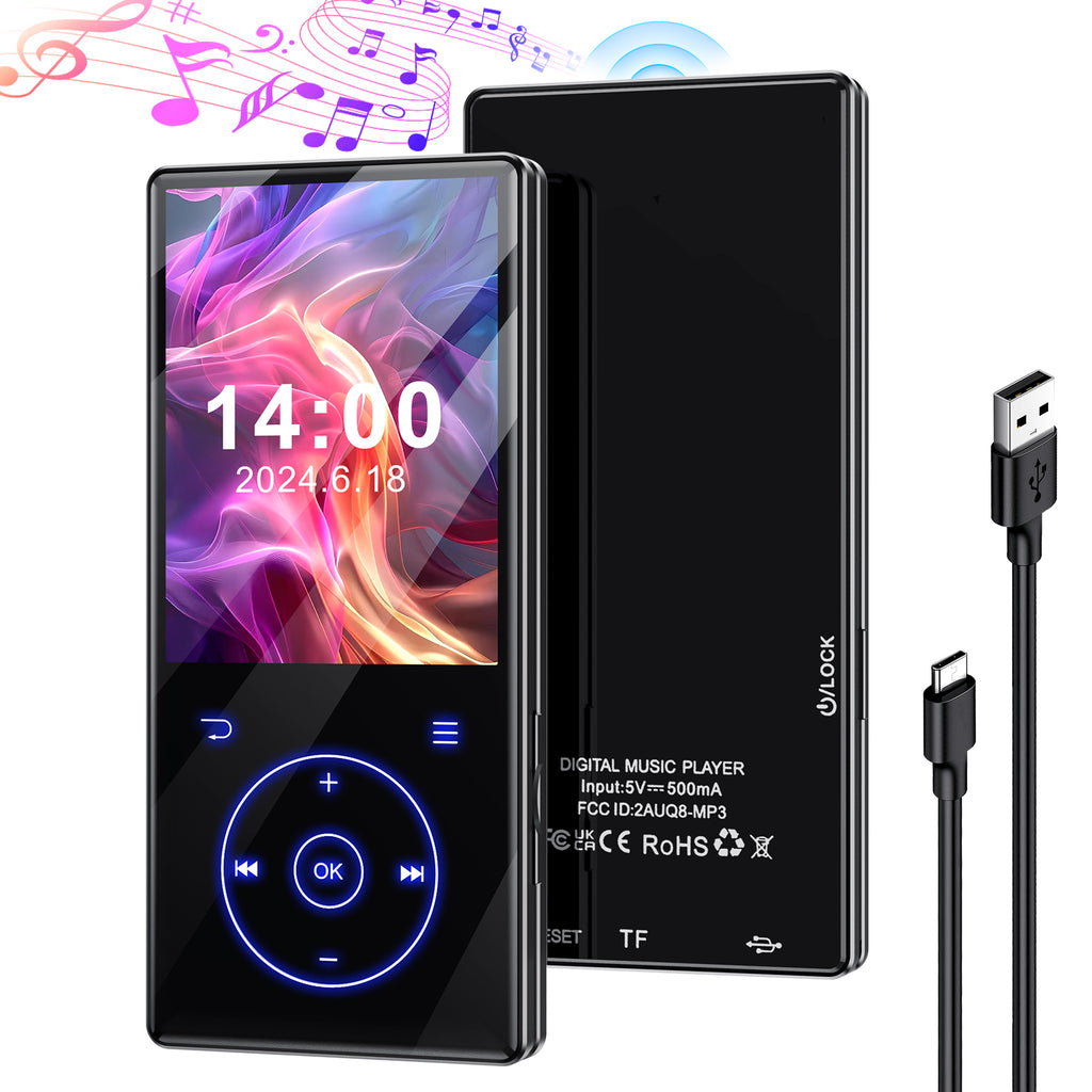 Player Bluetooth 32GB Support FM Radio Record TF Card Blue