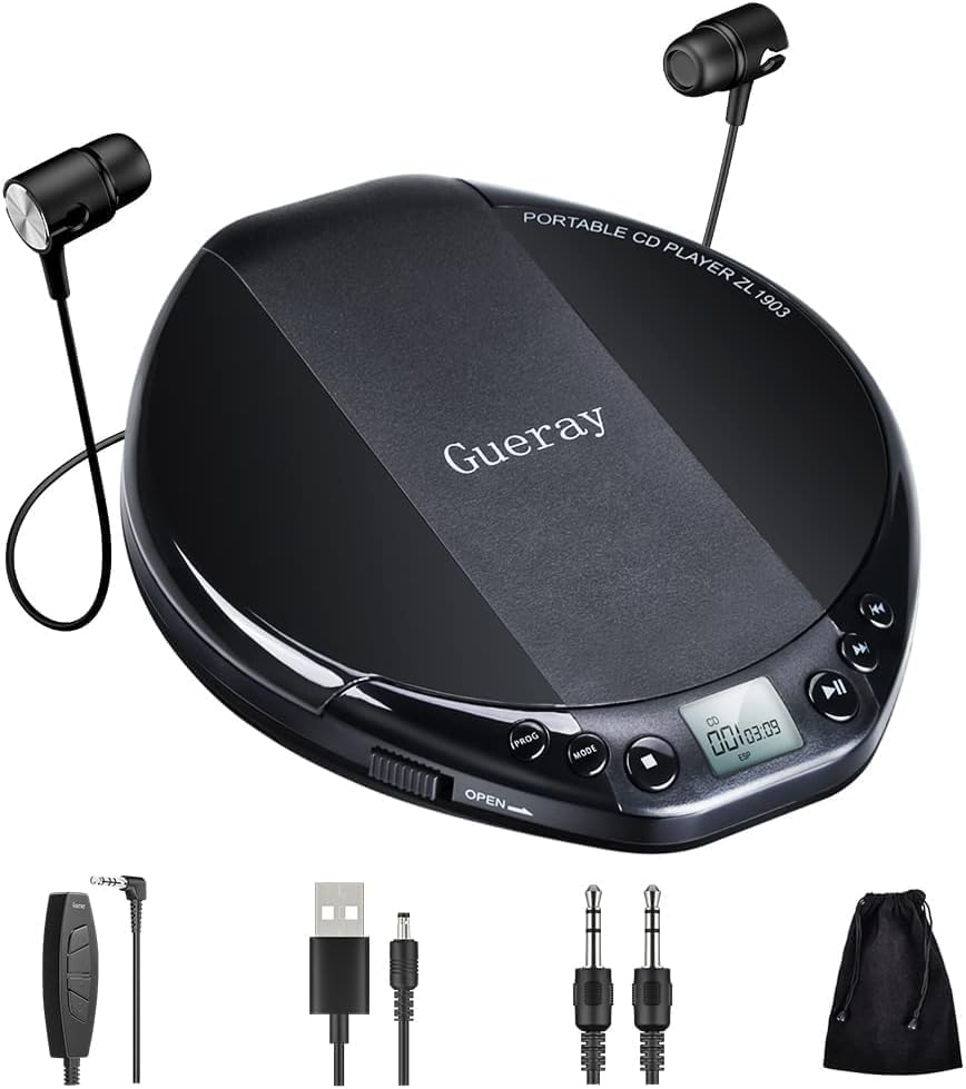 Gueray Portable CD Player HiFi Classic Personal CD Discman with Headphone