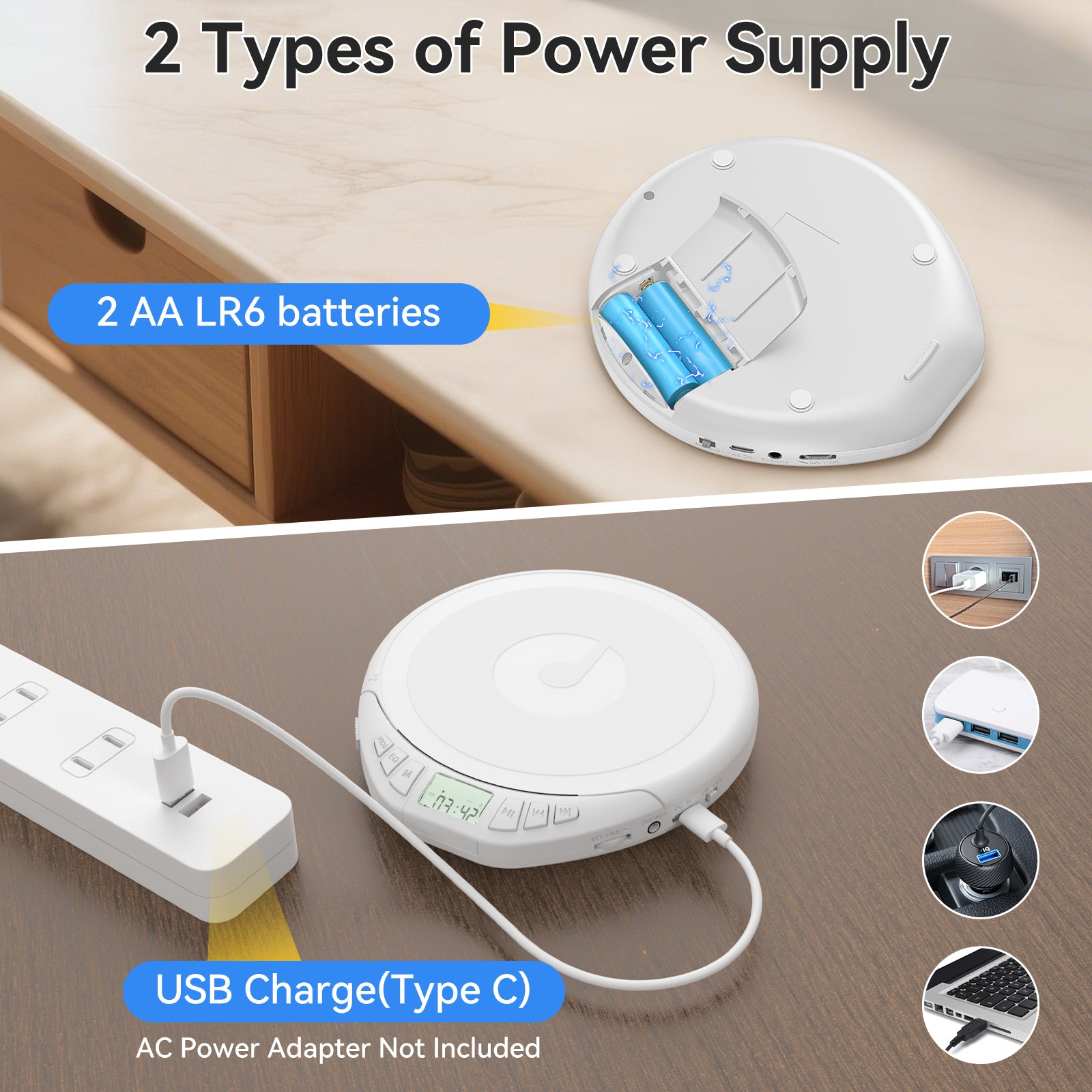 Gueray H01 Portable CD High Quality Sound Player with Free Earphones