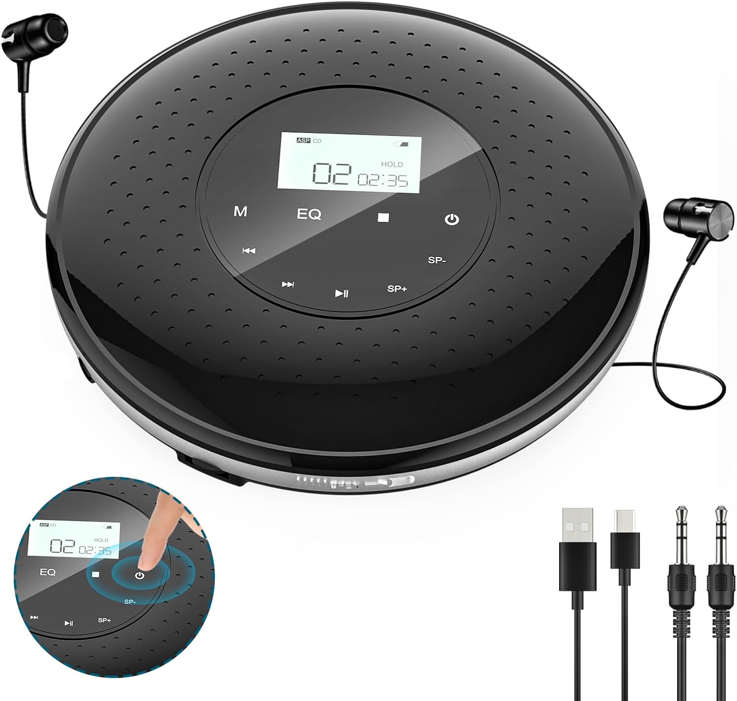 CD Player Portable Built-in 1000mah Rechargeable Battery Walkman