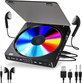 Portable CD Player with 1200mAh Rechargeable Battery Double 3.5mm Headphones Jack