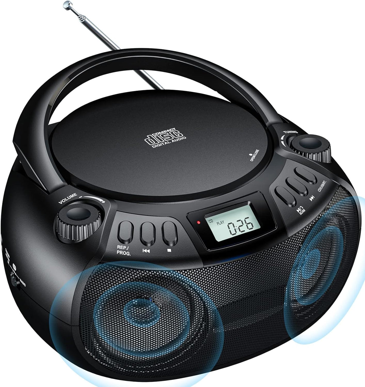 Portable CD Player Boombox Stereo Sound Speaker with Bluetooth AM/FM Radio