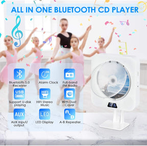 CD Player Portable with Bluetooth Wall Mountable with Remote Control