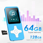 Player Bluetooth 32GB Support FM Radio Record TF Card Blue