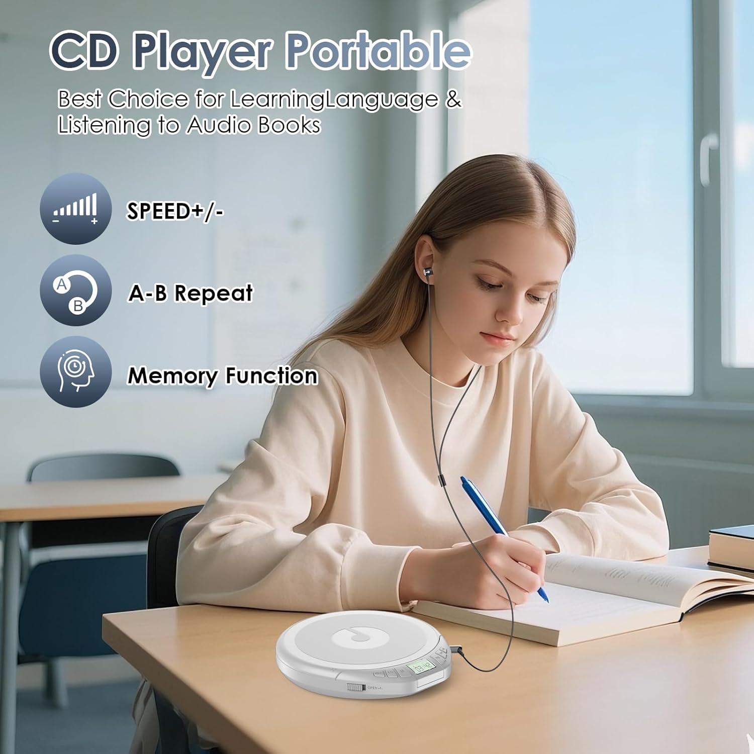 Gueray H01 Portable CD High Quality Sound Player with Free Earphones