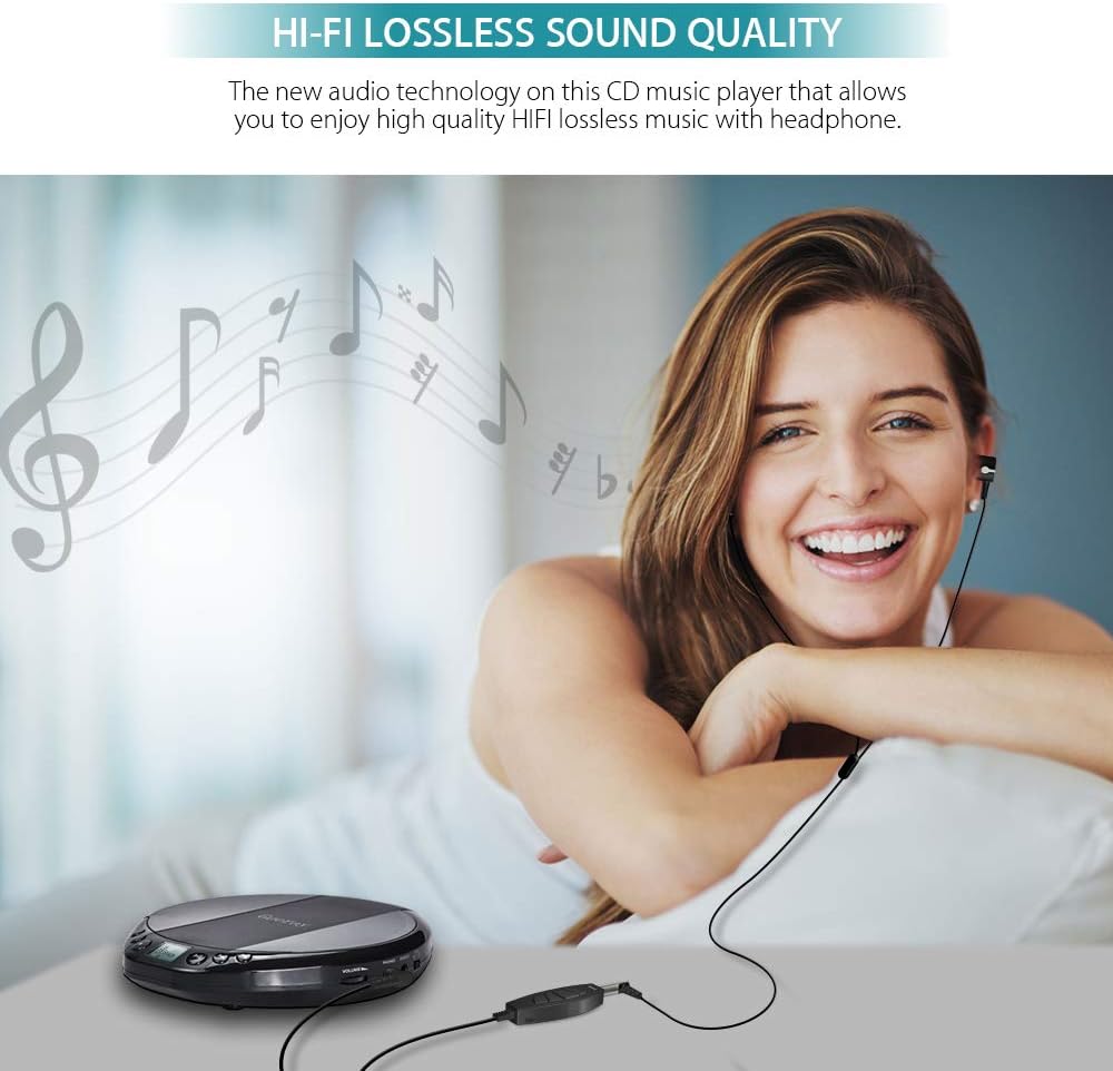 Gueray Portable CD Player HiFi Classic Personal CD Discman with Headphone
