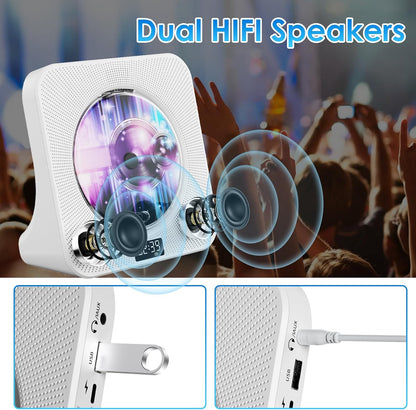 Gueray Desktop CD Player Bluetooth with Aux USB Headphone Jack