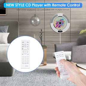 Portable CD Player Wall Mounted for Car, Audio Boombox with Remote Control