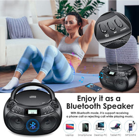 Portable CD Player Boombox Stereo Sound Speaker with Bluetooth AM/FM Radio