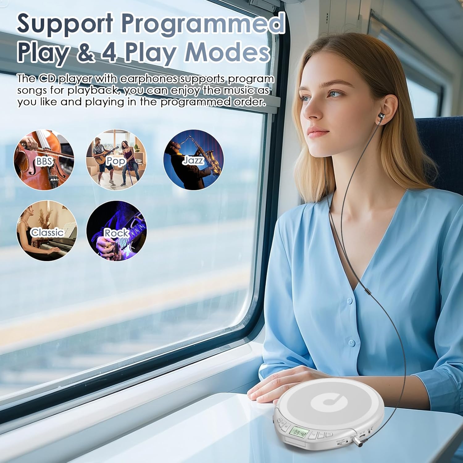 Gueray H01 Portable CD High Quality Sound Player with Free Earphones