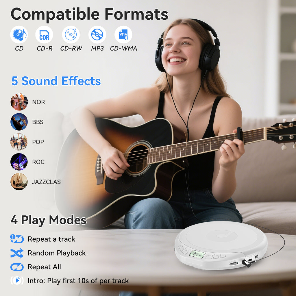 Gueray H01 Portable CD High Quality Sound Player with Free Earphones