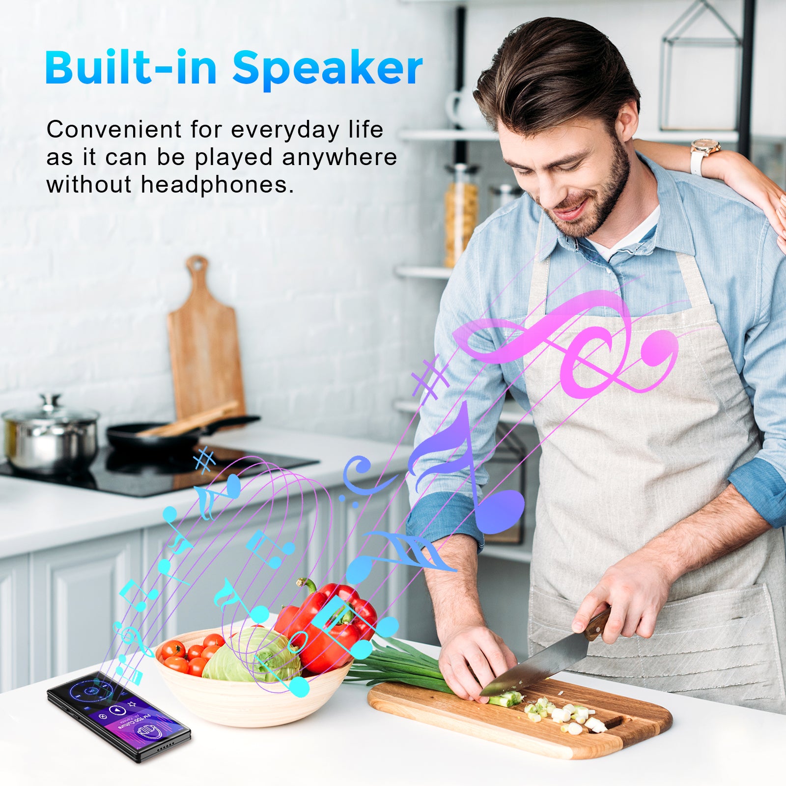 Player Bluetooth 32GB Support FM Radio Record TF Card Blue