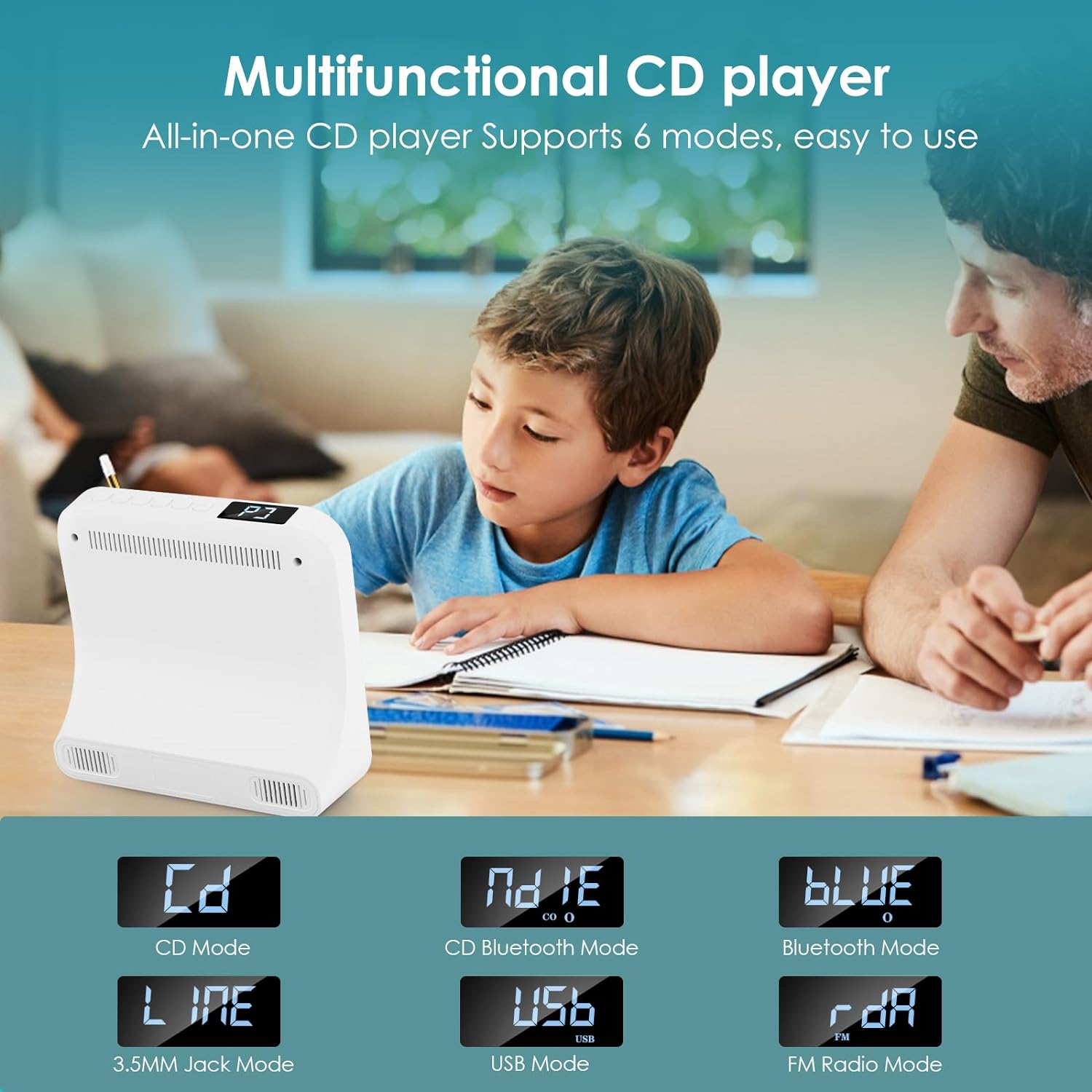 Portable CD player with Bluetooth Desktop with 4000 mAh Battery