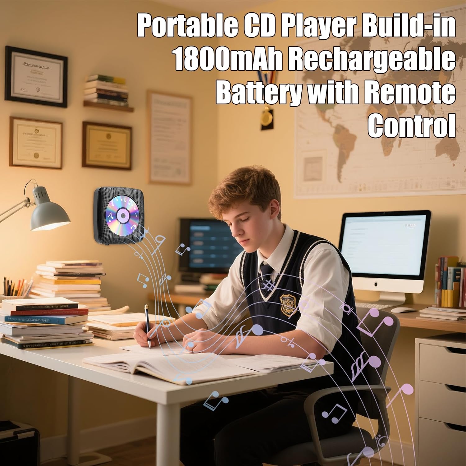 Gueray CD Player Portable with Bluetooth Wall Mountable