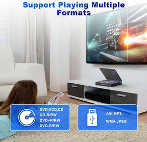 DVD Player All Region Free for TV with HD 1080P HDMI/AV USB/3.5MM AUX Port Remote Control