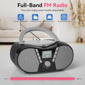 Gueray CD Player Boombox Dual Speakers Radio Support USB & AUX