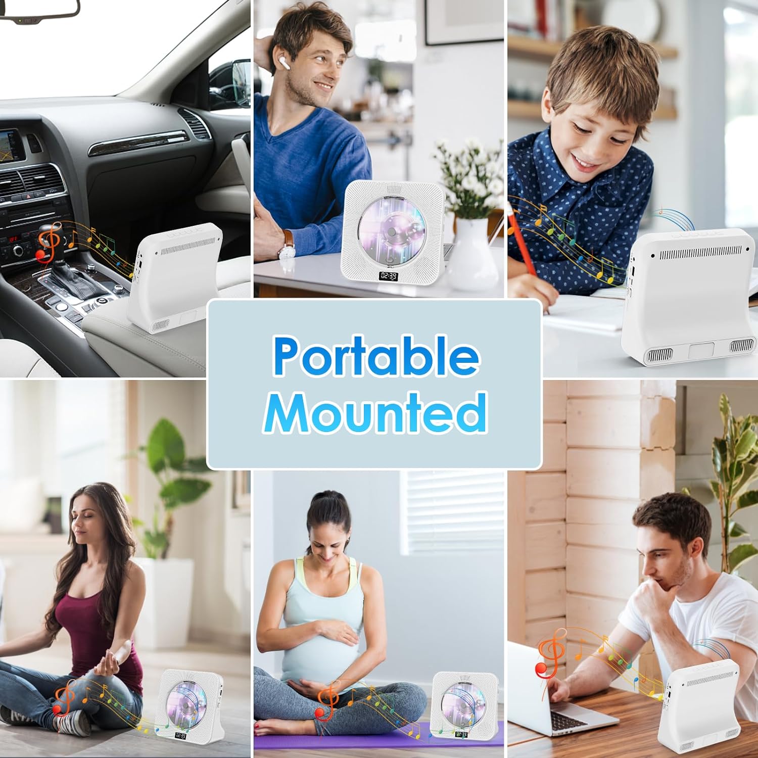 Gueray Desktop CD Player Bluetooth with Aux USB Headphone Jack