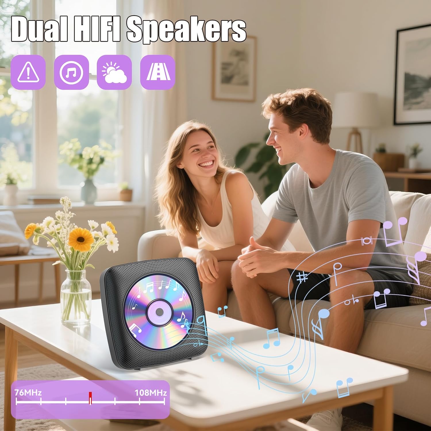 Gueray CD Player Portable with Bluetooth Wall Mountable