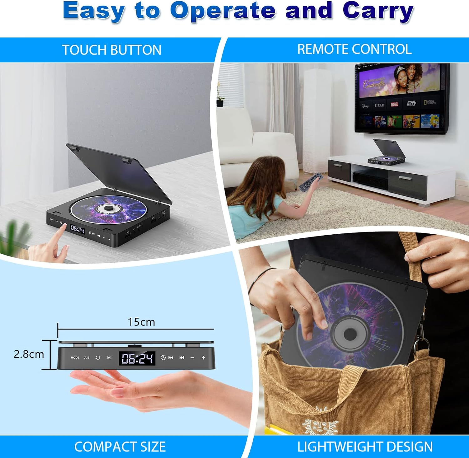 DVD Player All Region Free for TV with HD 1080P HDMI/AV USB/3.5MM AUX Port Remote Control