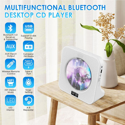 Gueray Desktop CD Player Bluetooth with Aux USB Headphone Jack