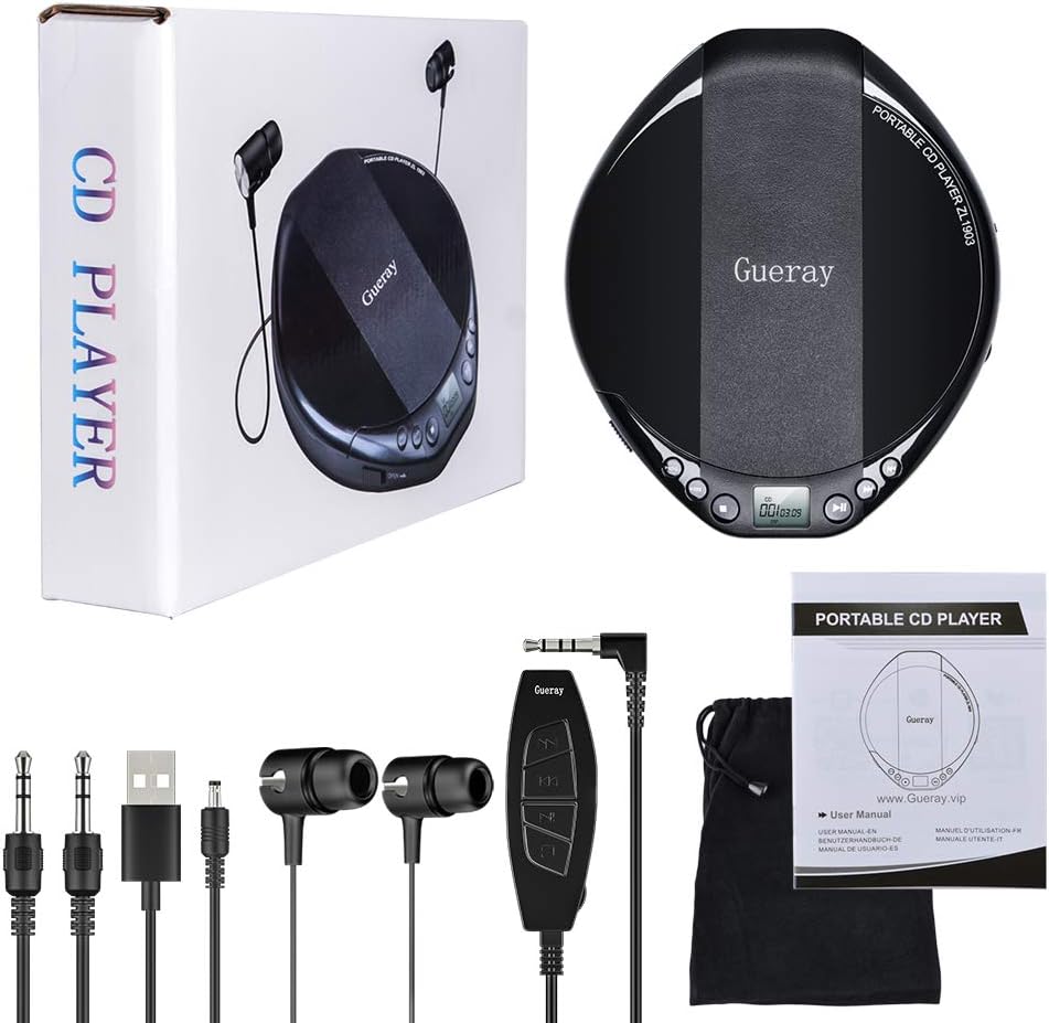 Gueray Portable CD Player HiFi Classic Personal CD Discman with Headphone