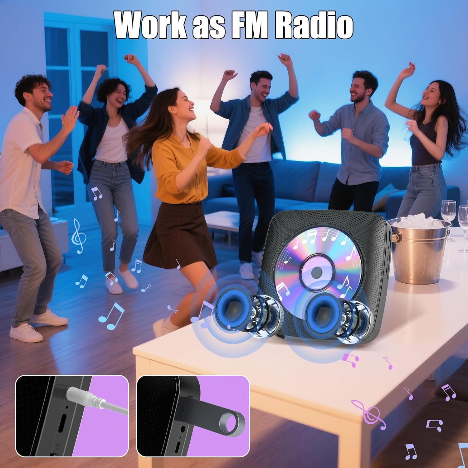 Gueray CD Player Portable with Bluetooth Wall Mountable