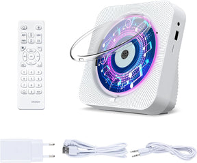 CD Player with Speakers Bluetooth Desktop with Remote Control Supports AUX USB TF Card