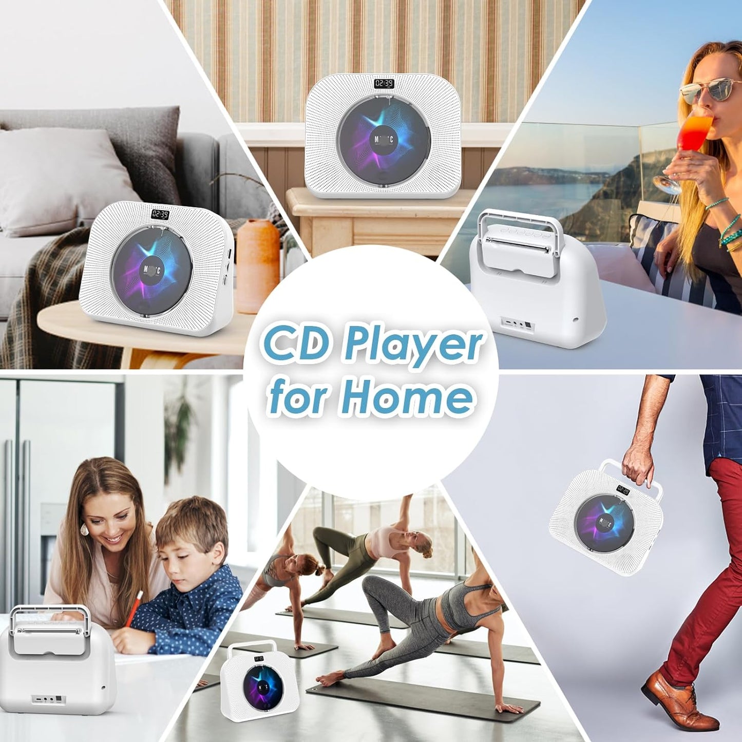 Gueray Desktop CD Player with Bluetooth and Radio, supports USB/AUX/TF Card - GuerayGueray Desktop CD Player with Bluetooth and Radio, supports USB/AUX/TF Card