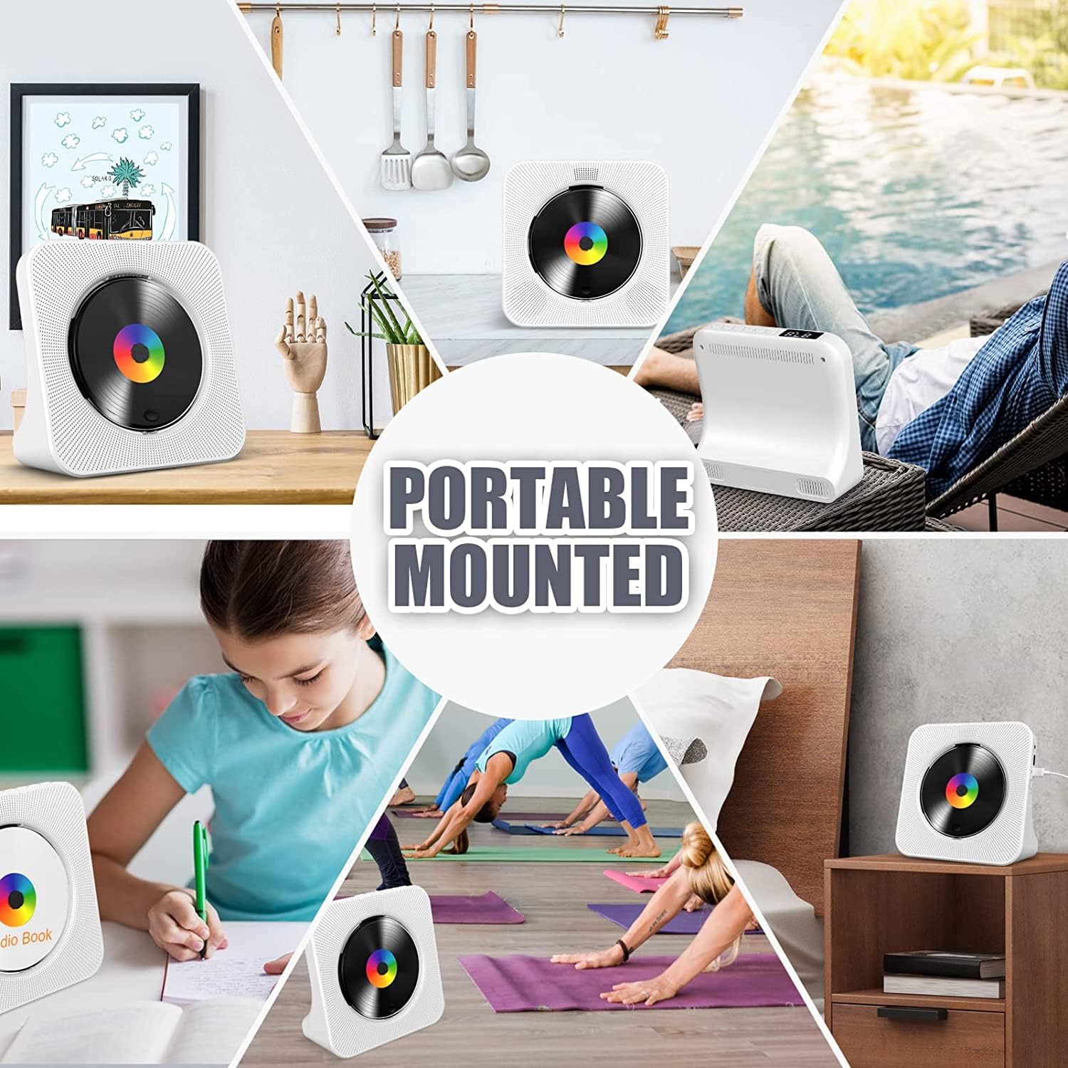 Gueray Portable Bluetooth CD Player – Desktop Design, High - Quality Sound, White - GuerayGueray Portable Bluetooth CD Player – Desktop Design, High - Quality Sound, White