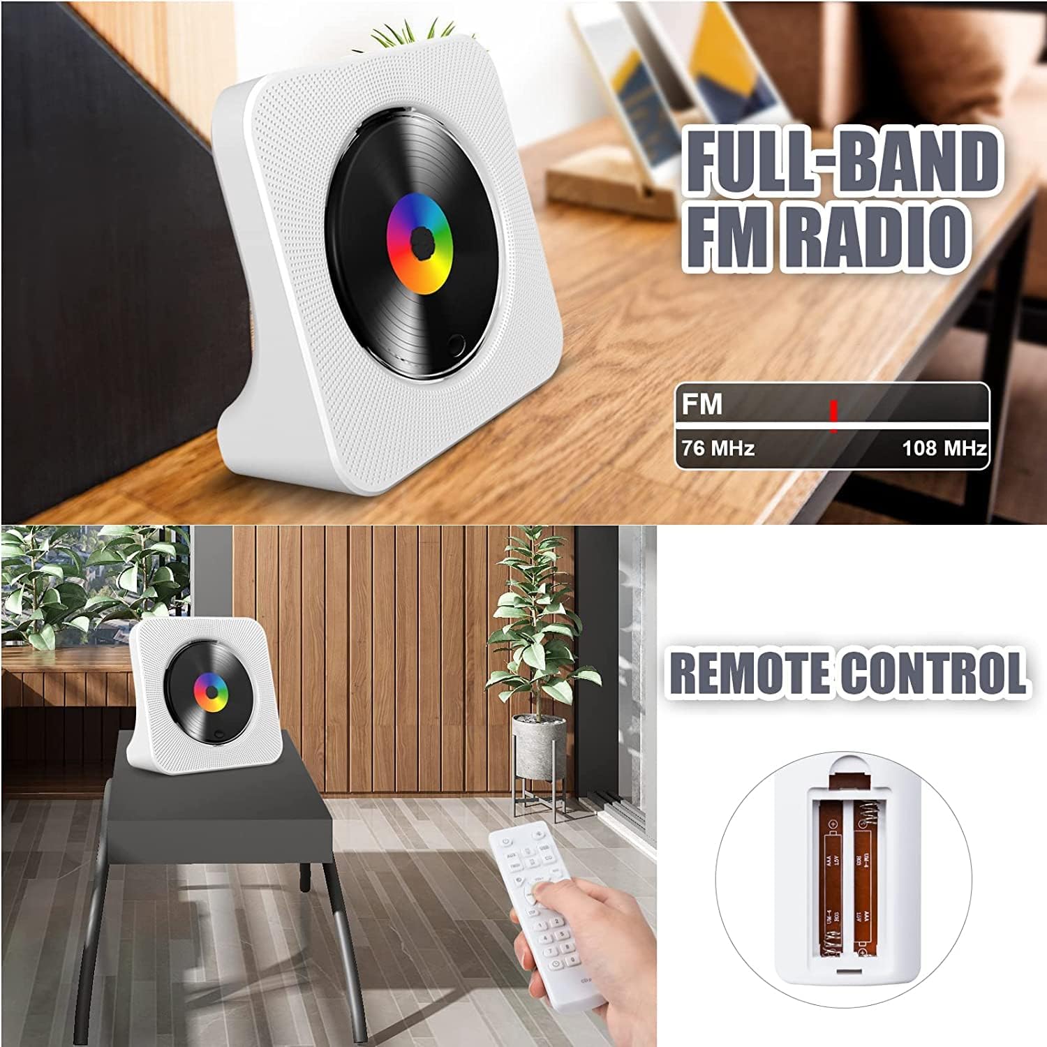 Gueray Portable Bluetooth CD Player – Desktop Design, High - Quality Sound, White - GuerayGueray Portable Bluetooth CD Player – Desktop Design, High - Quality Sound, White