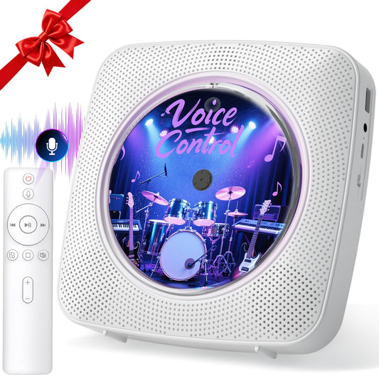 Gueray Y01 Voice - Controlled Portable CD Player – FM Radio - 1800mAh Rechargeable Battery