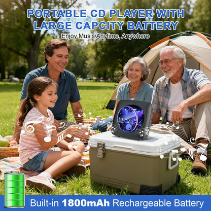 Gueray Y01 Voice - Controlled Portable CD Player – FM Radio - 1800mAh Rechargeable Battery